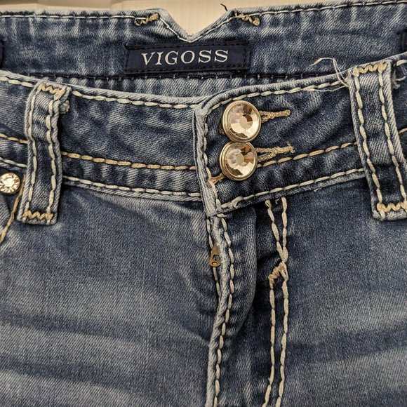 Vigoss Women's Skinny Jeans - Blue with Embroidered Pocket - Picture 5 of 15